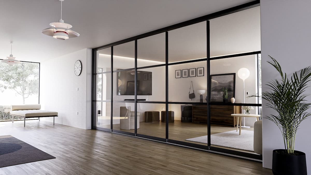 5 Rail Steellook Glazen Schuifwand