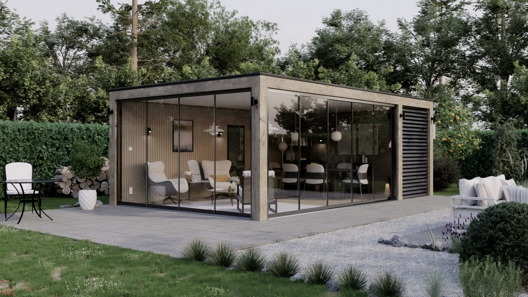 2-rail glazen schuifwand veranda toepassing