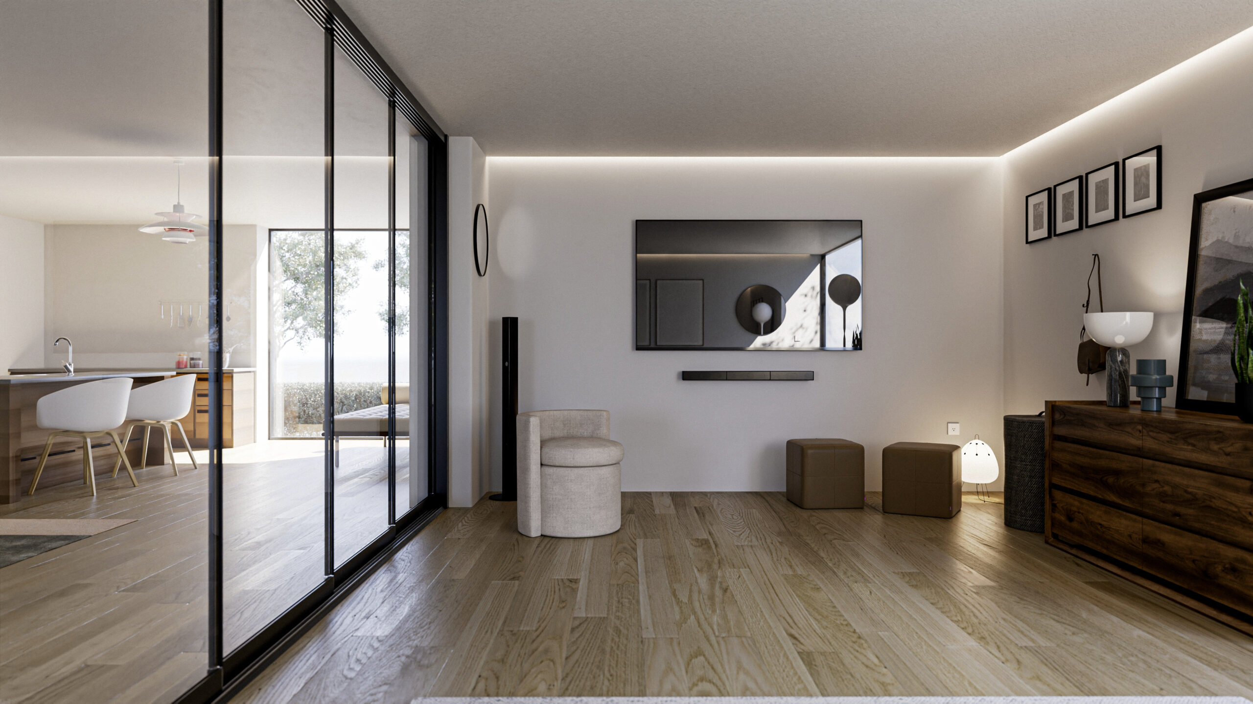 7-rail glazen schuifwand panoramisch uitzicht