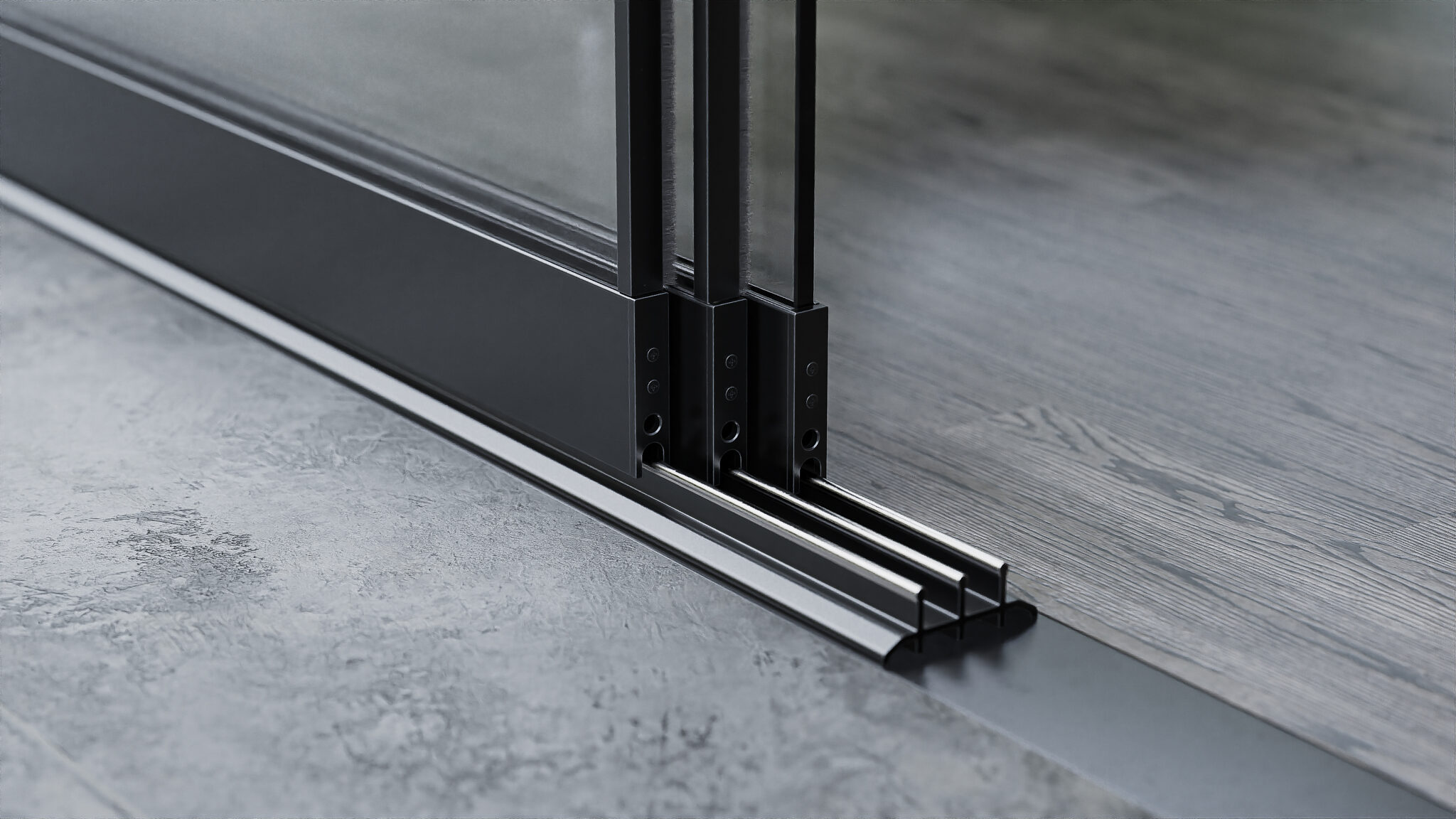 Drie-rail schuifwand detail