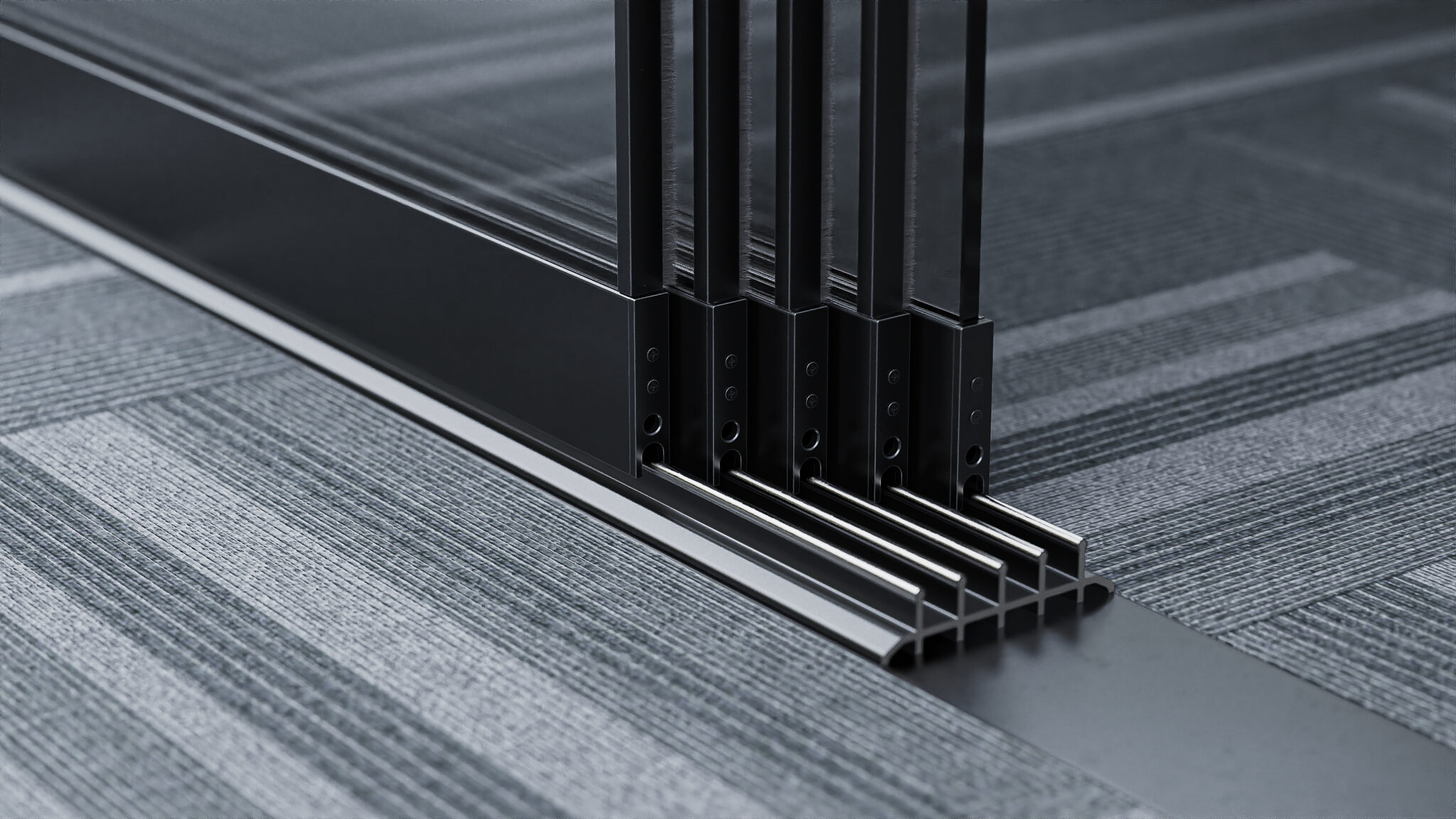 Close-up 5-rail systeem in antraciet