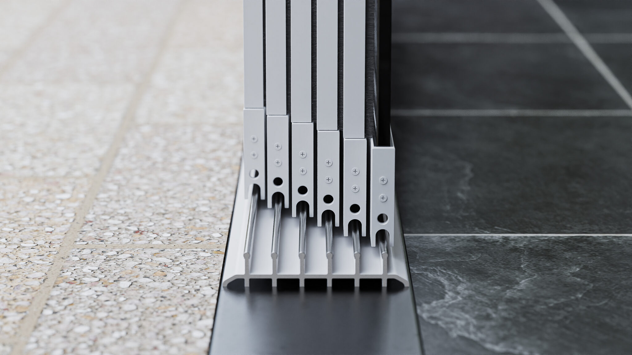 6-rail schuifwand antraciet detail