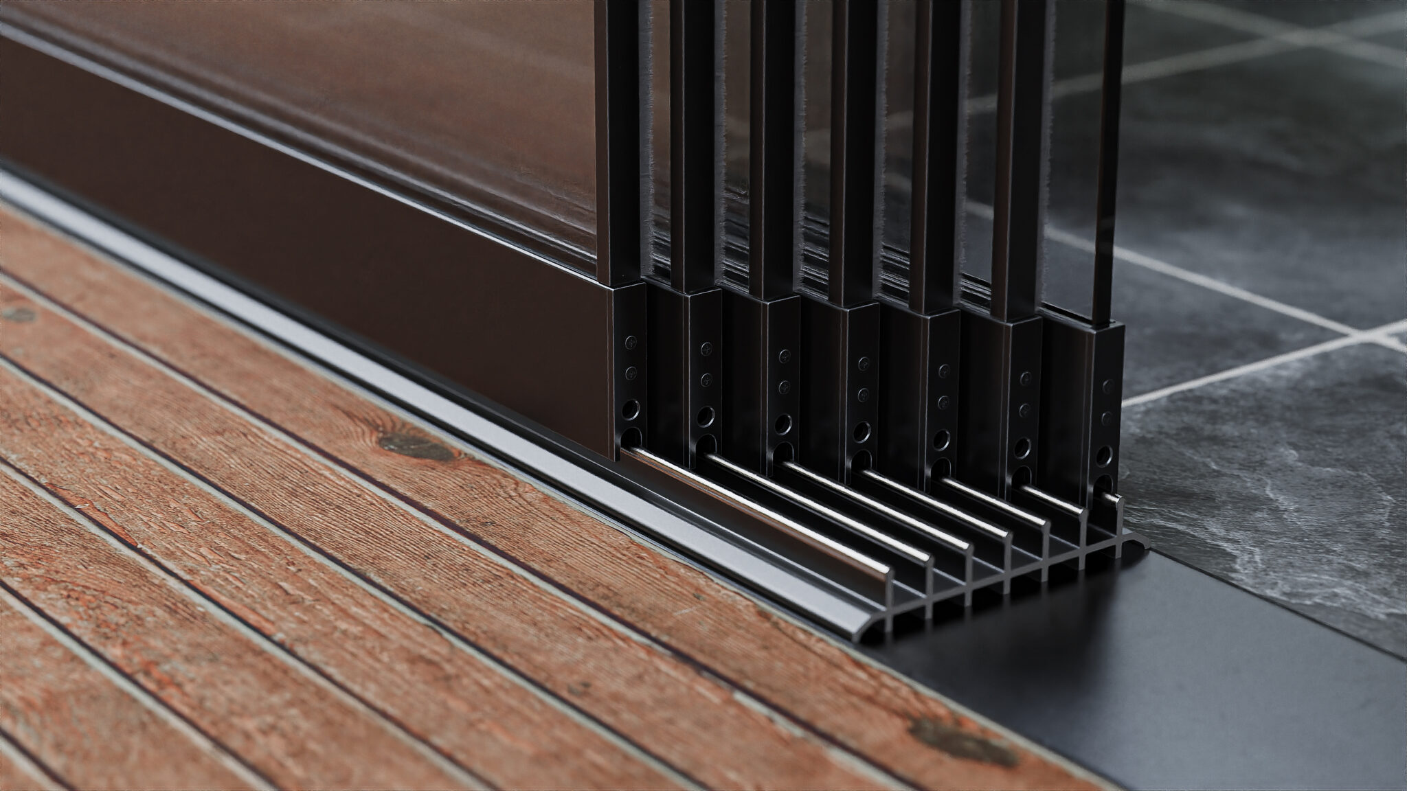 Onderrail 7-rail zwart detail