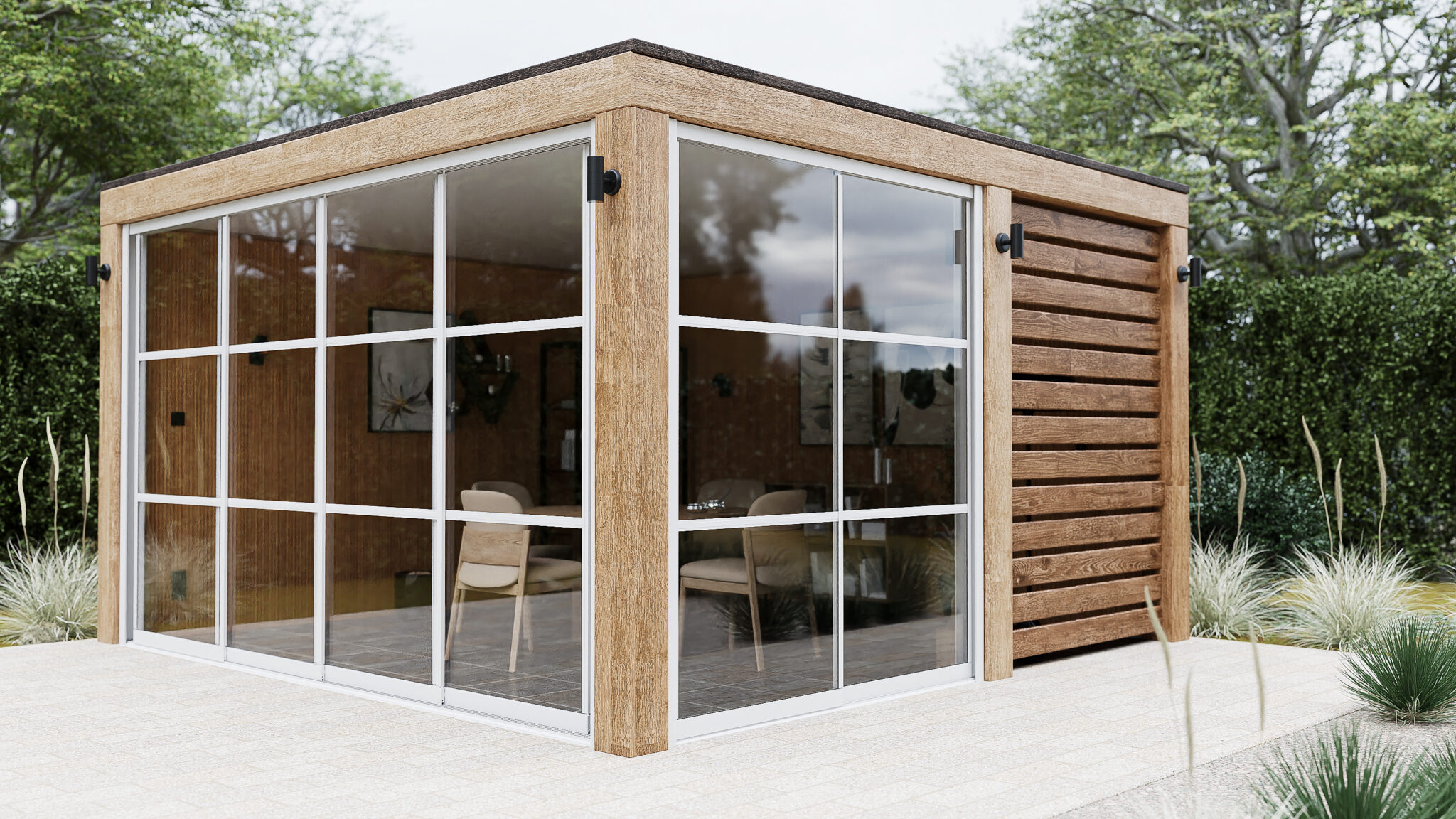 Steellook 2-rail glazen schuifwand in wit