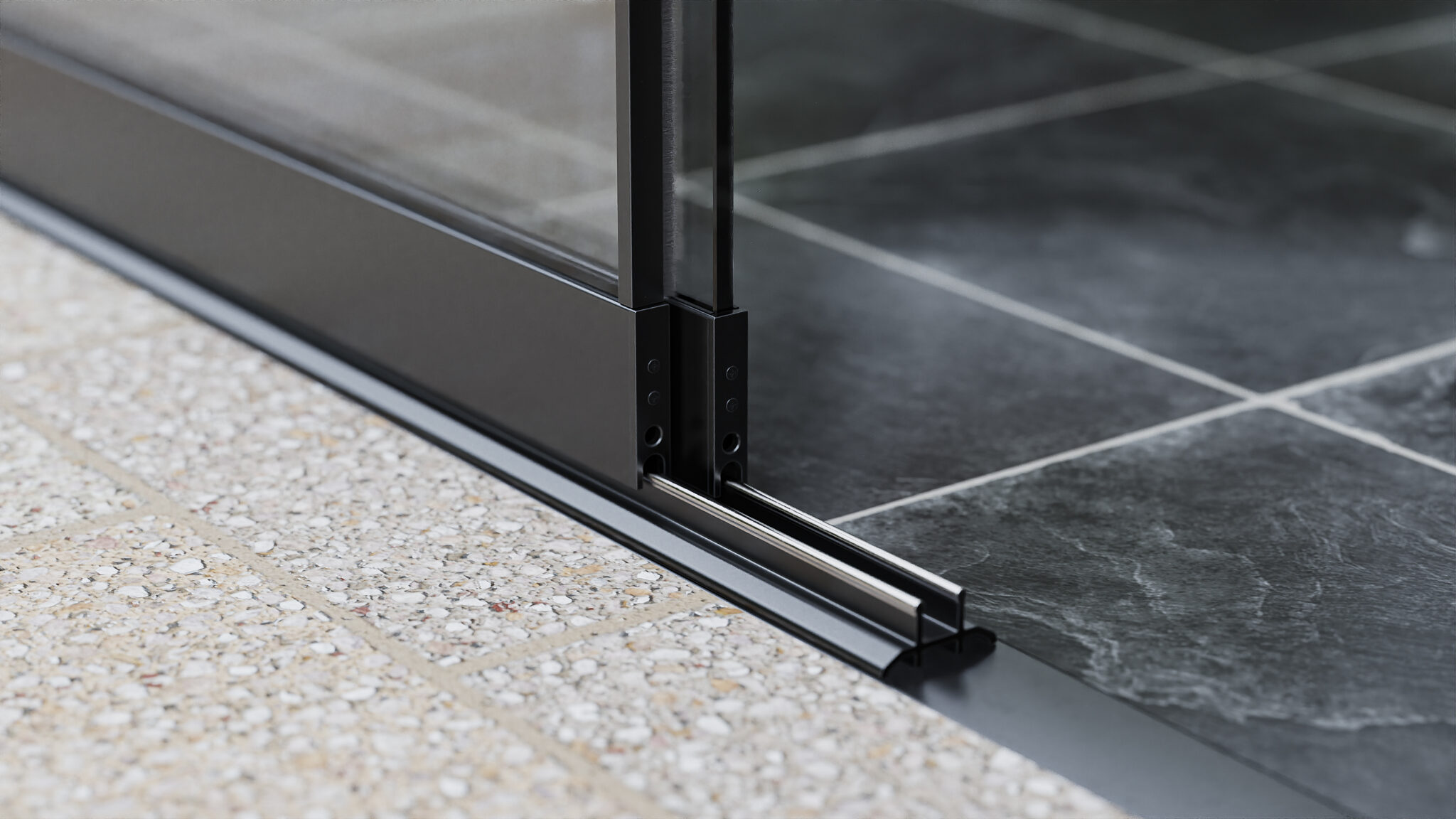 Onderrail 2-rail steellook in zwart