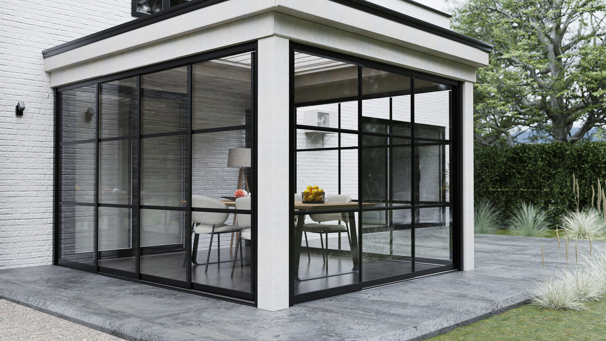 Steellook 3-rail glazen schuifwand