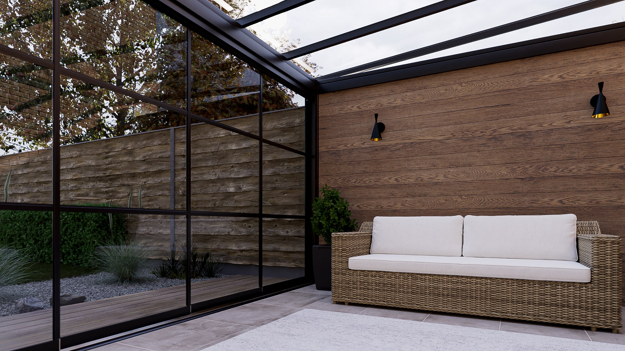 Steellook 4-rail glazen schuifwand veranda